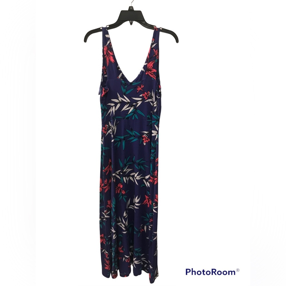 NWT St Tropez West Womens Dress LG Purple Maxi Floral Sleeveless V-Neck …